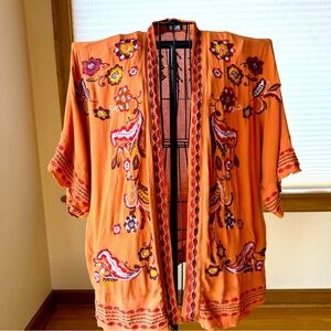 Curations embroidered gauze top in burnt orange boho vibes women’s s/m